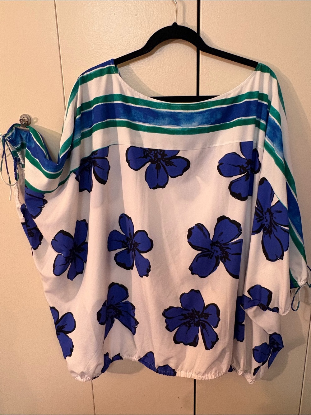 Lane Bryant Green Blue White Striped Top